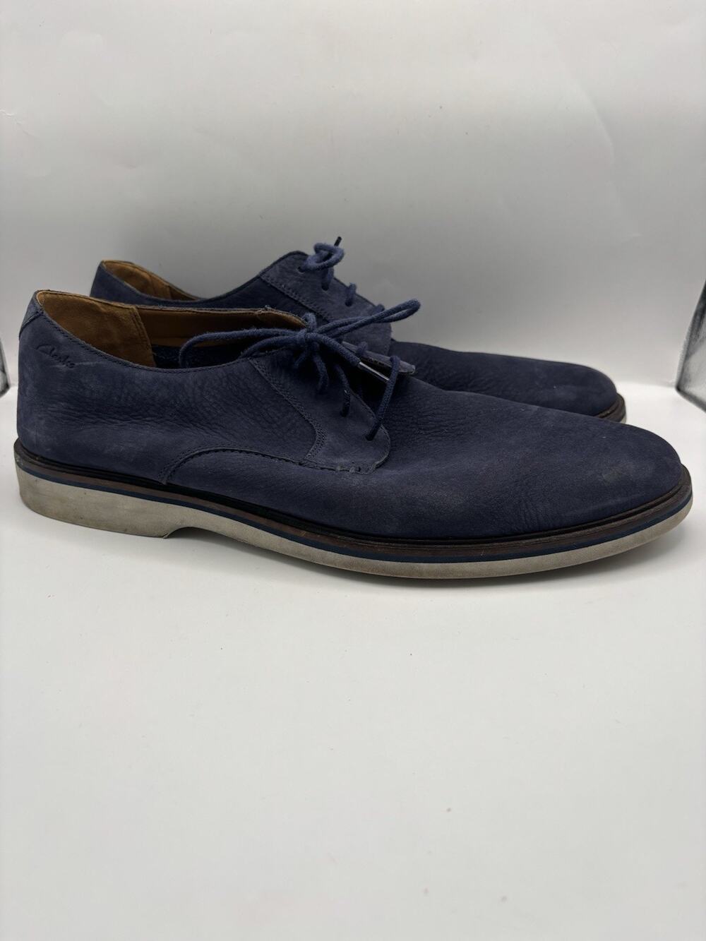 Clarks Malwood Navy Nubuck Blue Sneakers Men Size 13 Wide